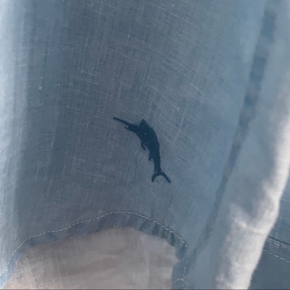 𝅺tommy Bahama Relaxed Light Blue Denim Button Down Long Sleeve Shirt - Picture 6 of 7